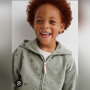 H&M Olive Green Full-zip Girls Hoodie 6x/7